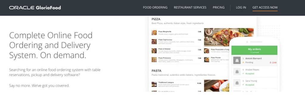 Gloriafood food ordering system