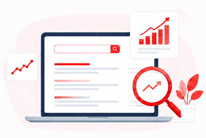 SEO team reviewing search performance analytics and website growth data