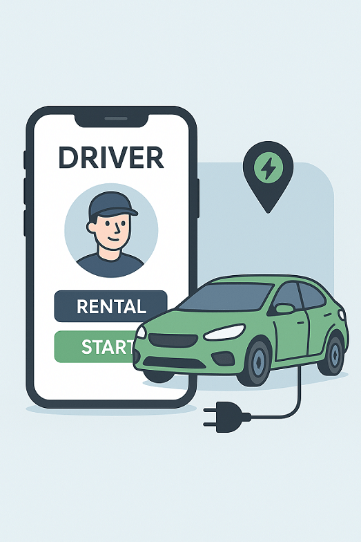 Electric Car Rental App Development delivery agent app
