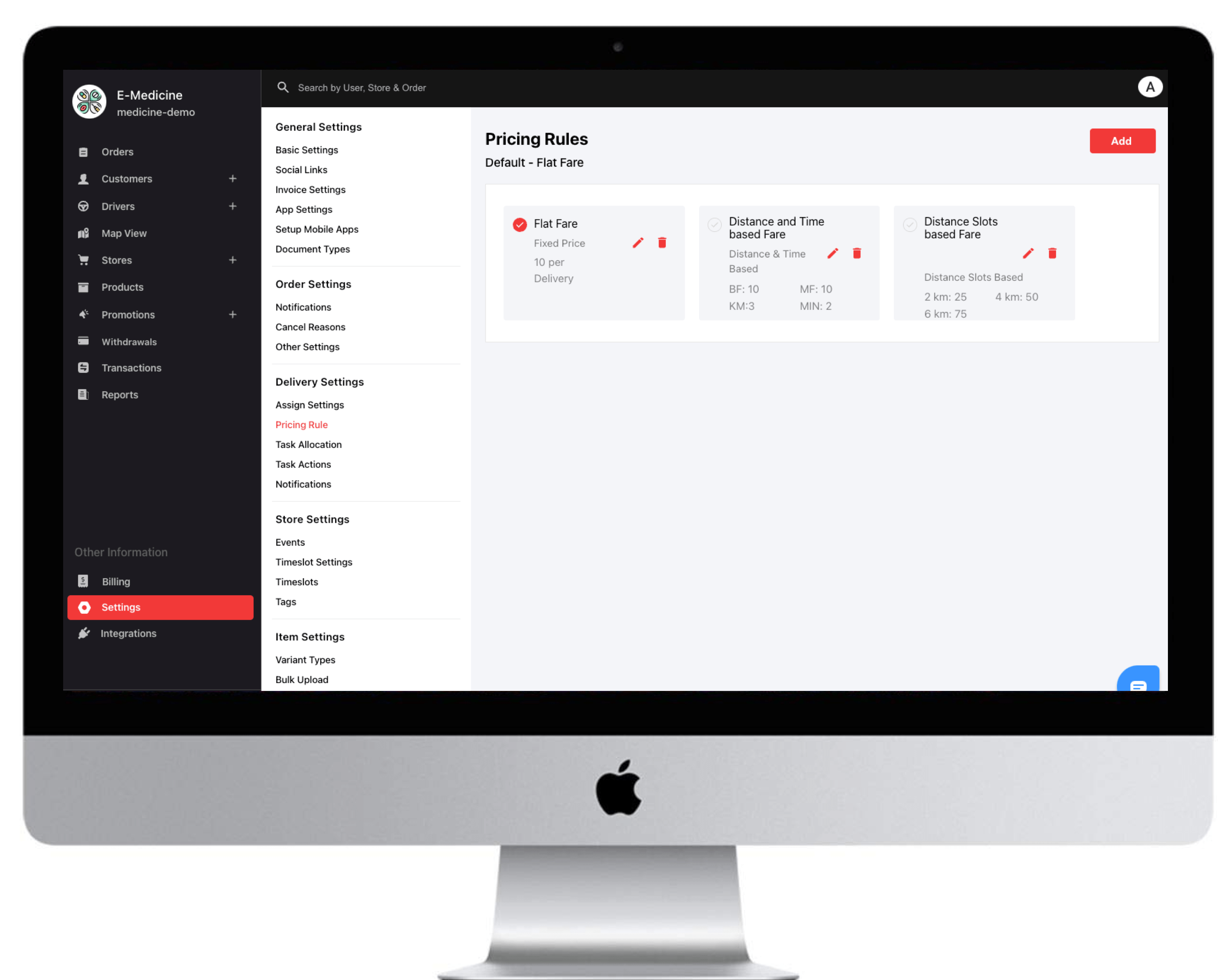 Manage Delivery Pricing